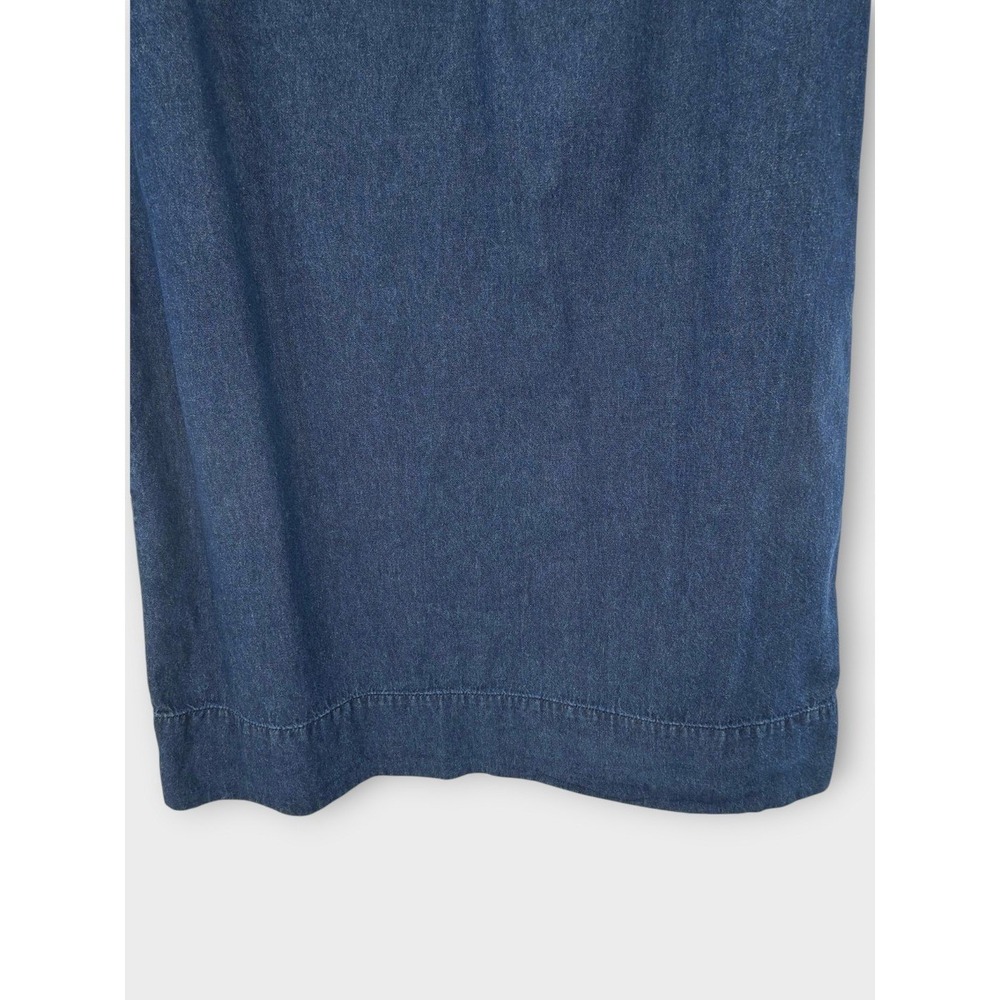 Draper James Chambray Dress Ruffle Front Bell Sleeve Blue Cotton 6 Southern Mod - Picture 6 of 10